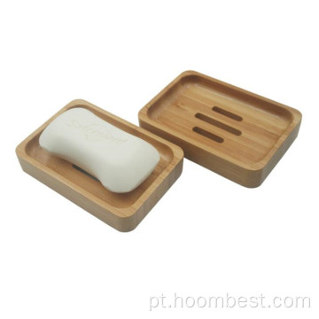 Porta-pratos de bambu natural para banheiro para sabonete